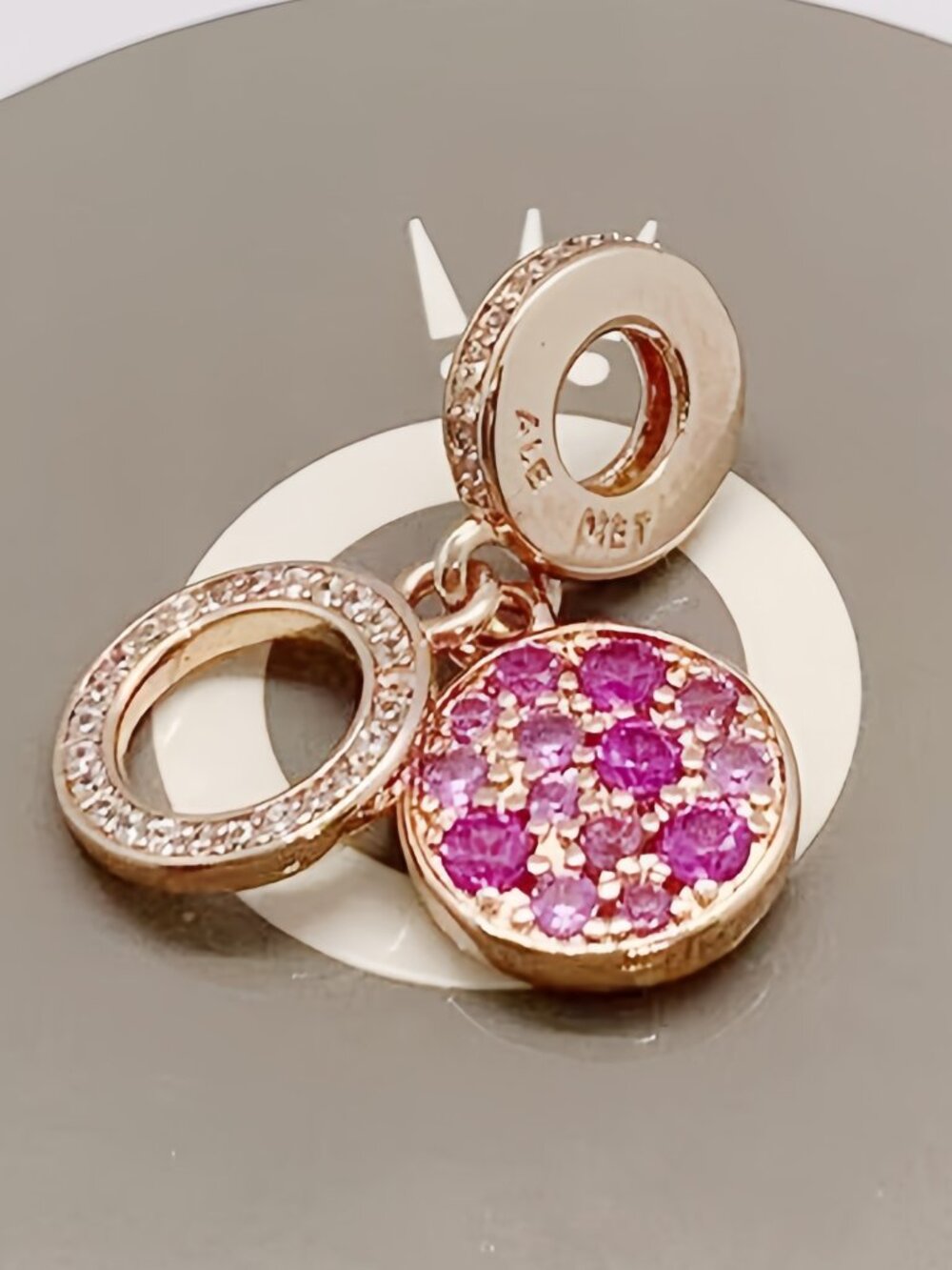 Pandora Sparkling Pink Disc Double Dangle Charm
